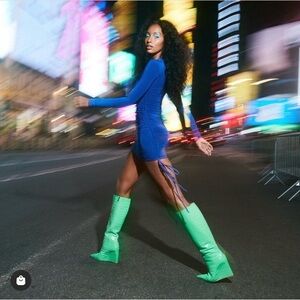 SCHUTZ NEW Green Asya croc Wedge Shoes